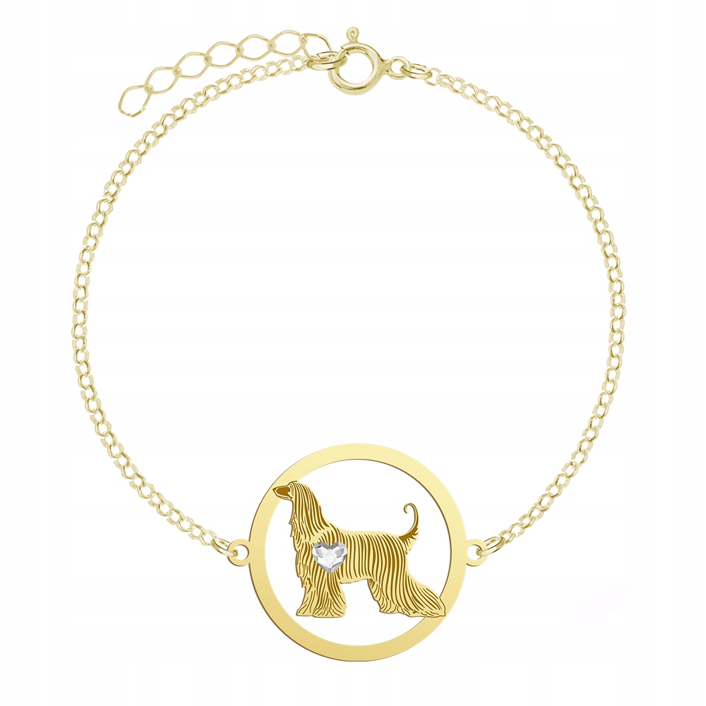 Afghánský chrt Pozlacený náramek 925 Šperky dárek Gravírování Bonus