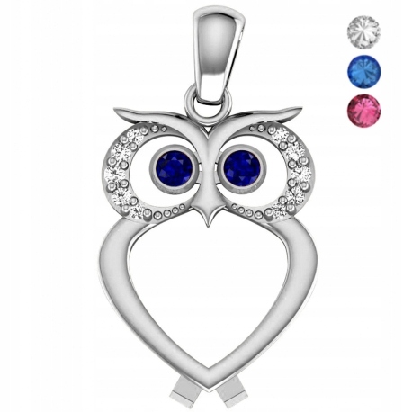 

Wisiorek Sowa Sówka Srebro 925 Szafir Rubin