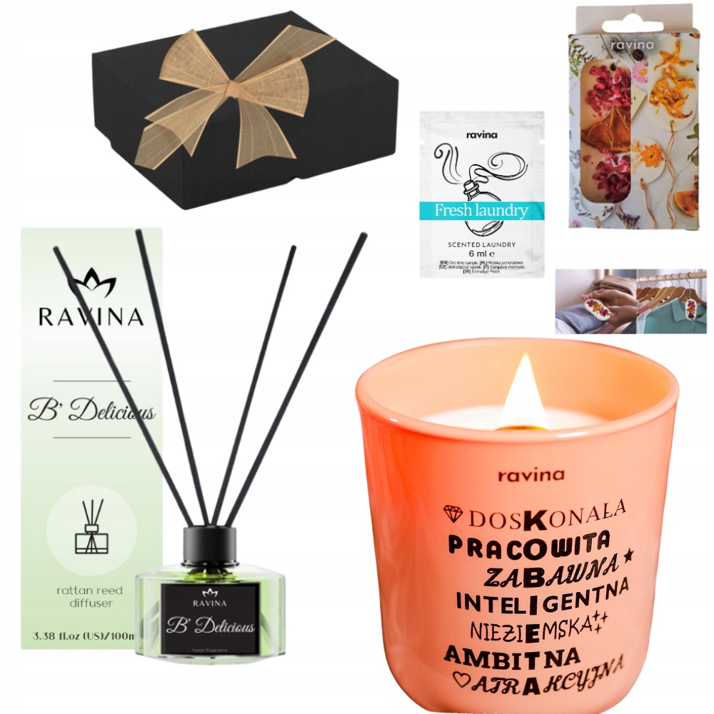 Sada Dárek 4v1 Dárková Krabička Pro Ni Ženy Svíčka Difuzér Přívěsek