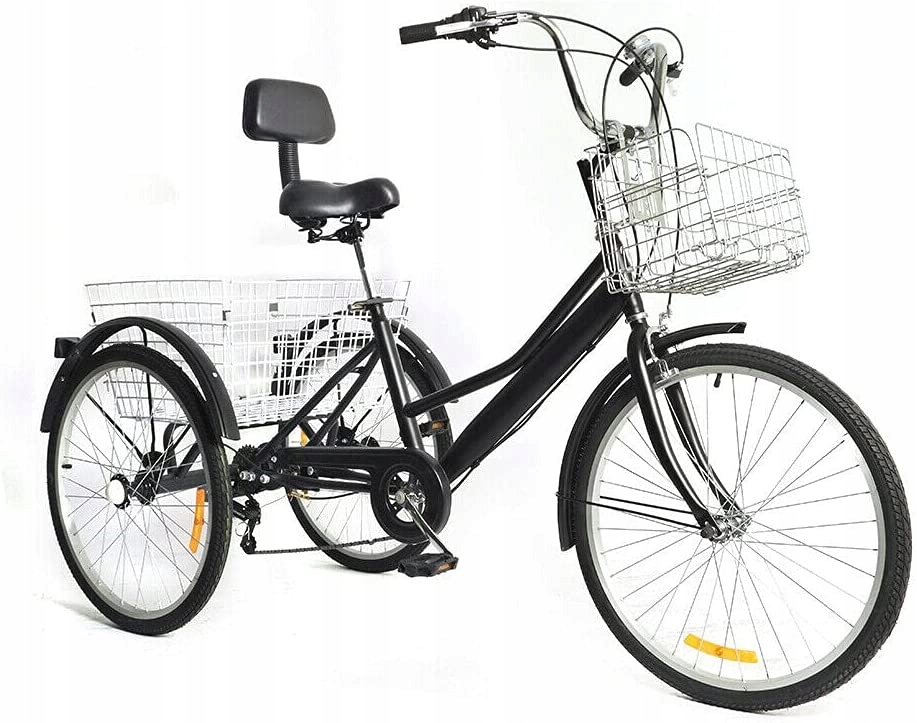 ROWER TRÓJKOŁOWY DLA DOROSŁYCH 24'' 7 BIEG.+2Kosze Marka bez marki