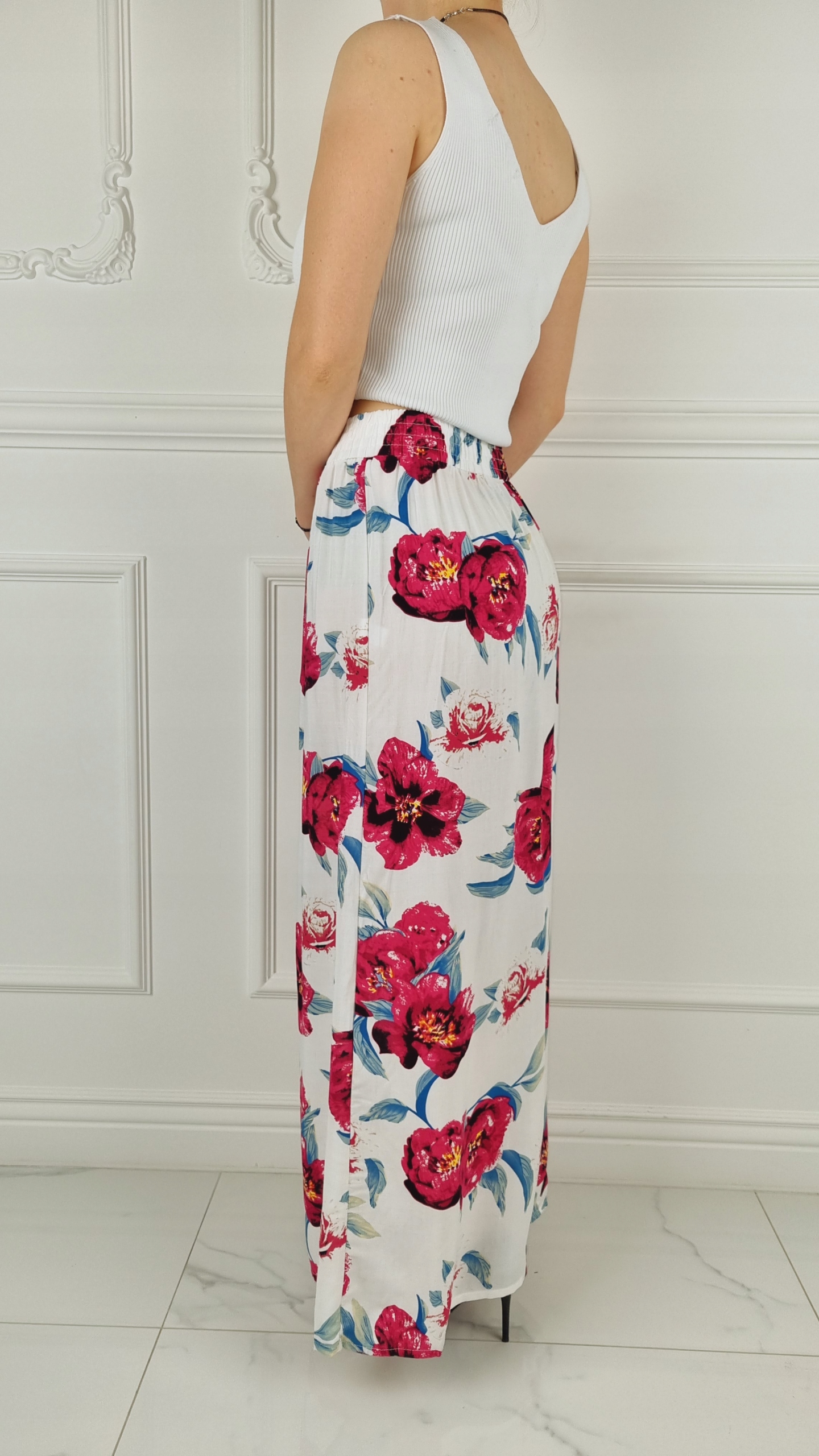 DAMSKA SPÓDNICA MAXI DO KOSTEK W KWIATY - KOLORY Zapięcie brak