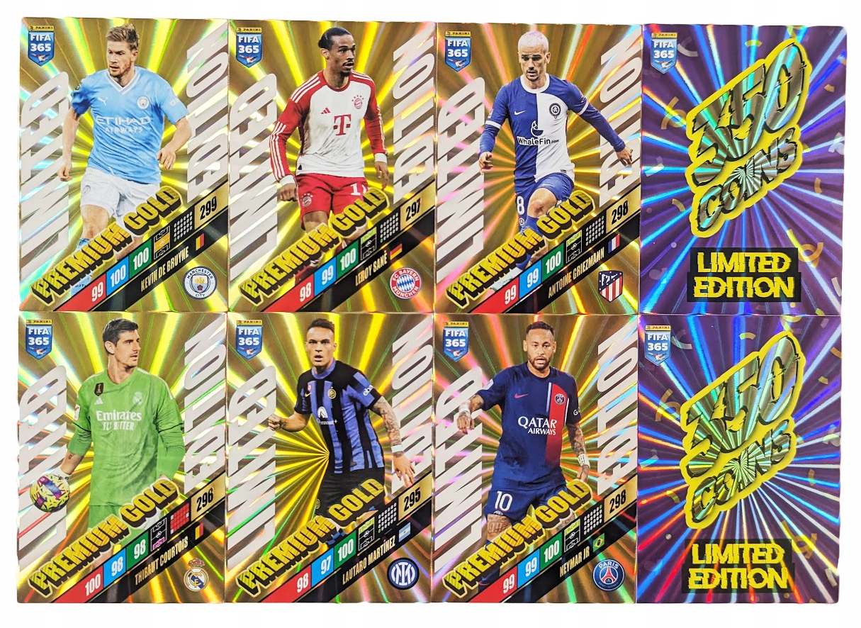 Komplet zestaw Limited Premium Gold Fifa 2024 Neymar Courtois 2x Coin