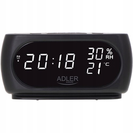 Adler Zegar z termometrem Ad 1186 Czarny