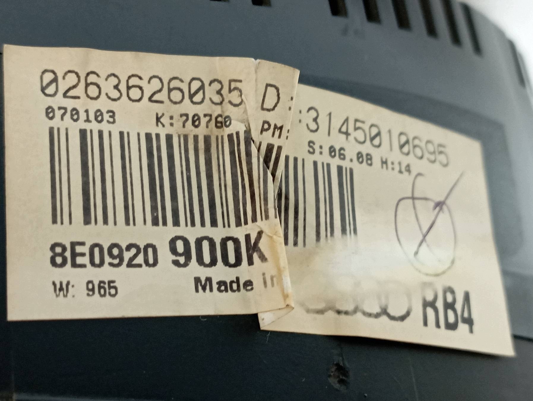 dials EU 8E0920900K 1.9 TDI Audi A4 II (2000-2006) B6