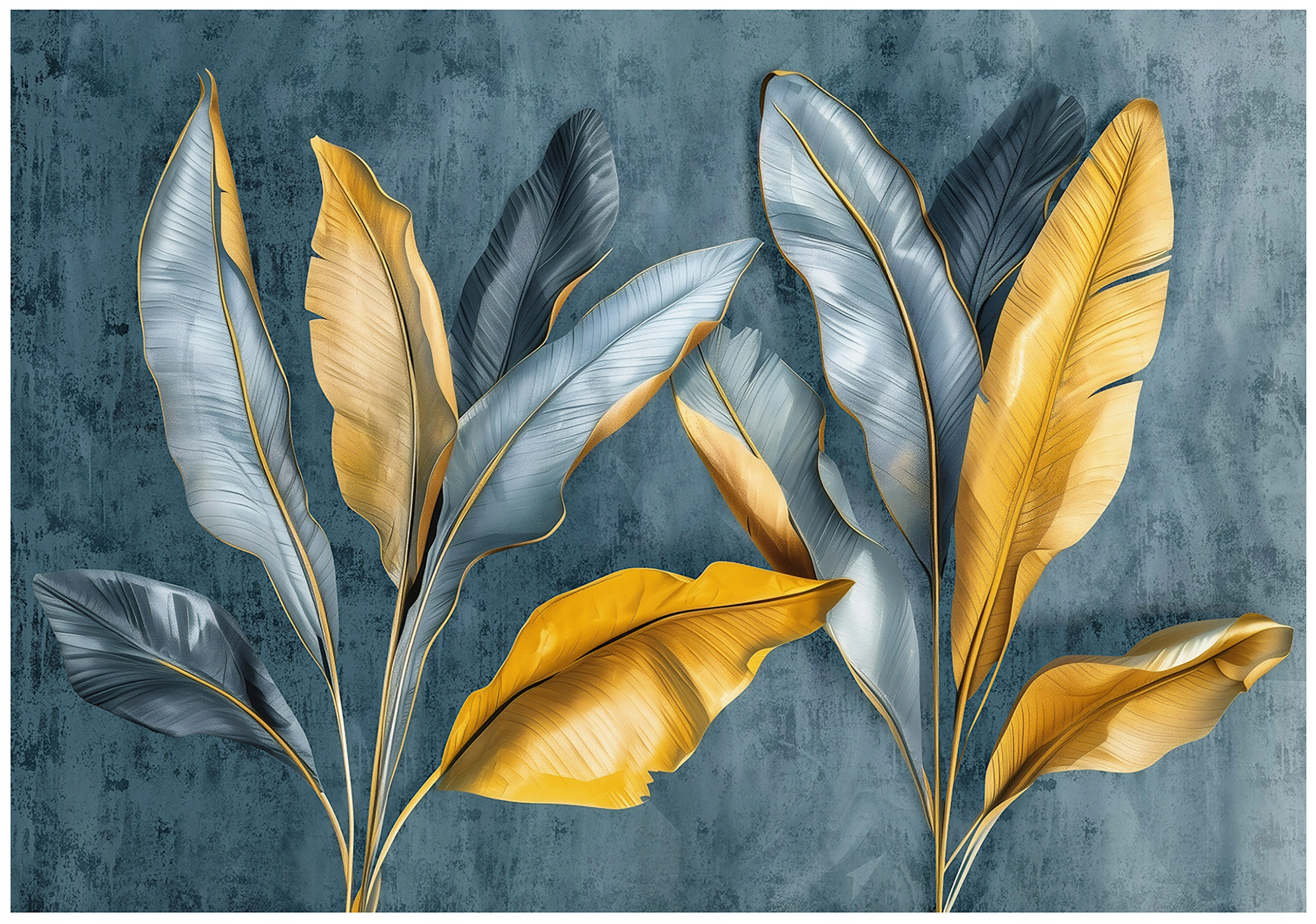 Fototapeta Luxusné zlaté listy na tmavomodrom pozadí, vinylová, 416 x 290 lepidlo