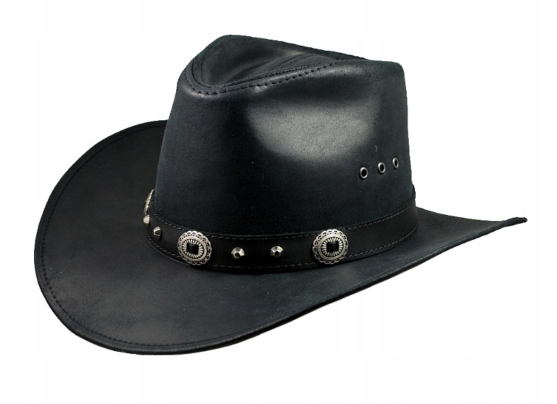 Kovbojský kožený klobouk Western Country Černý Krek Skoczów Witleather