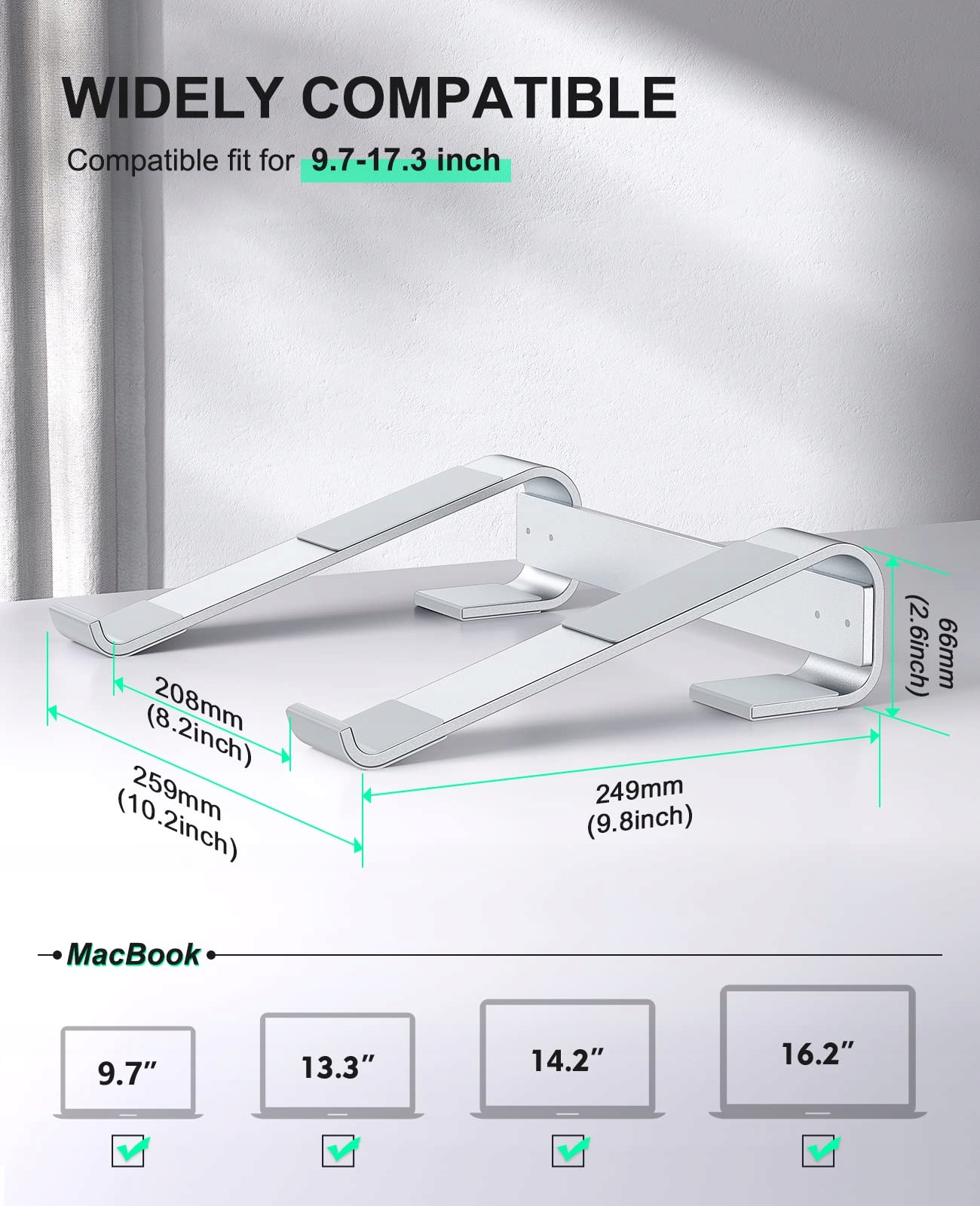 GLANGEH Aluminiowy Stojak Na Laptopa Ergonomiczny Regulowany 10-16 cali — miniatura 9