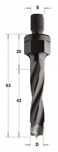 Cmt vrták s závitem Hm D5 I43 S8 Lh 344.050.12