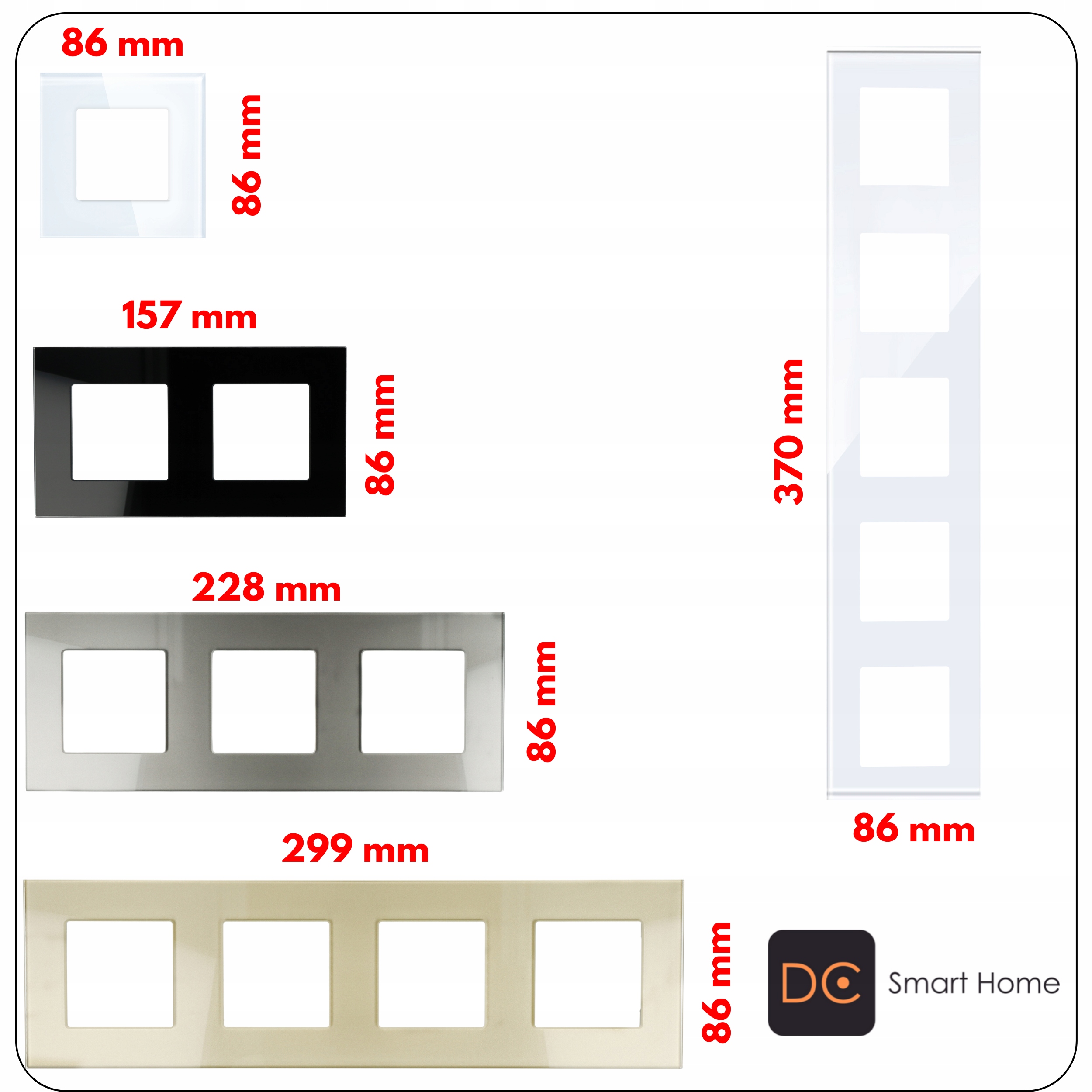 RAMKA SZKLANA POTRÓJNA CZARNA DO GNIAZDA 230 DO GNIAZDEK DC SMART HOME 3F Typ gniazda Gniazdo