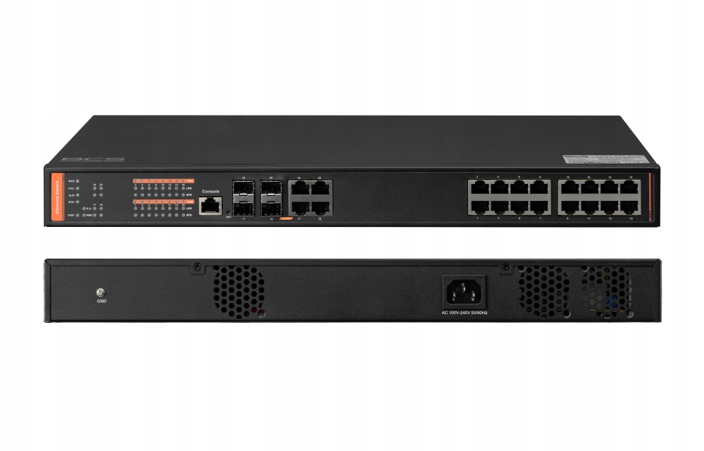20-portový prepínač PoE BCS-SP16G04G-4SFP-M 16xPoE, 4xSFP, 1Gbps, spravovateľný