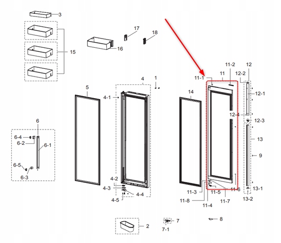 Drzwi chłodziarki zewnętrzne Samsung DA91-04541B