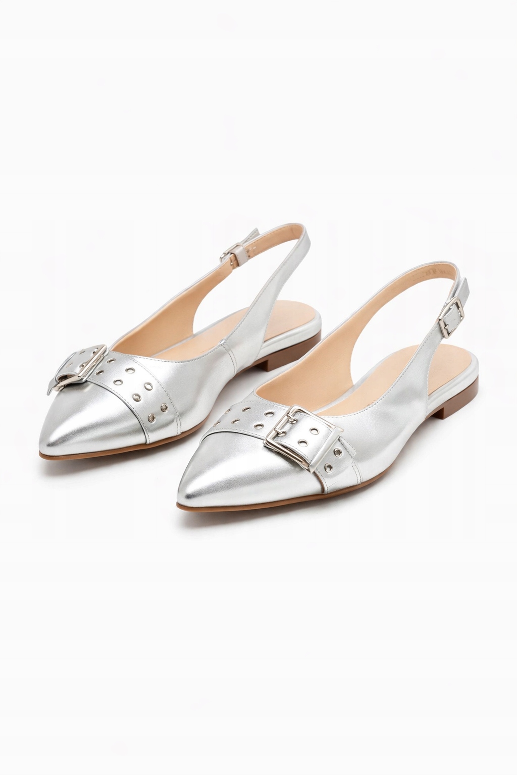 Baleríny S Přezkou, Elegantní Stříbrné, Velikost 38 I3A