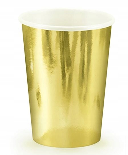 

Kubki papierowe złote 250ml 6 szt urodziny metalic