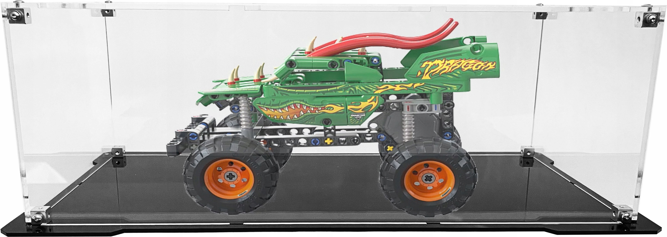 Vitrína s černou základnou pro stavebnici Lego 42149 Technic Monster Jam Dragon
