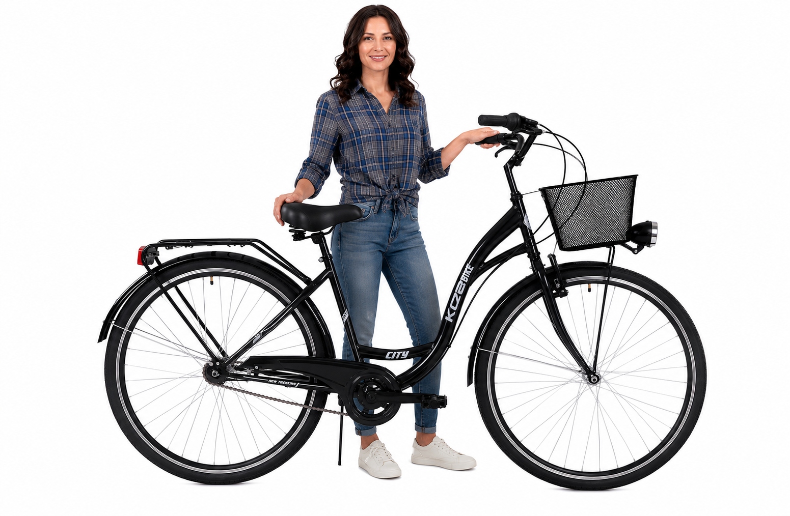 Rower miejski 28 damski damka Kozbike czarny rama 18 kosz