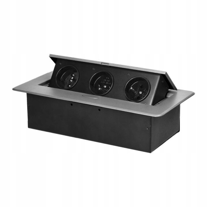 Stříbrné nábytkové hnízdo zapuštěné do trojité desky Orno