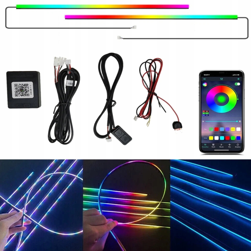 Ambientní Rgb Led Světlo Do Auta, Osvětlení Interiéru Ovládané Aplikací