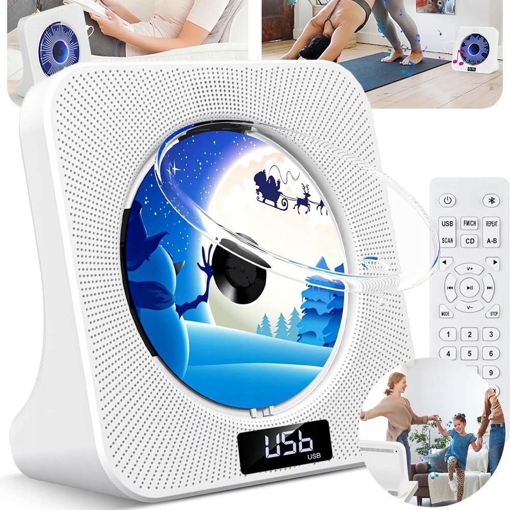 Přenosný CD přehrávač Bluetooth reproduktor rádio Aux Usb Fm MP3 s LCD