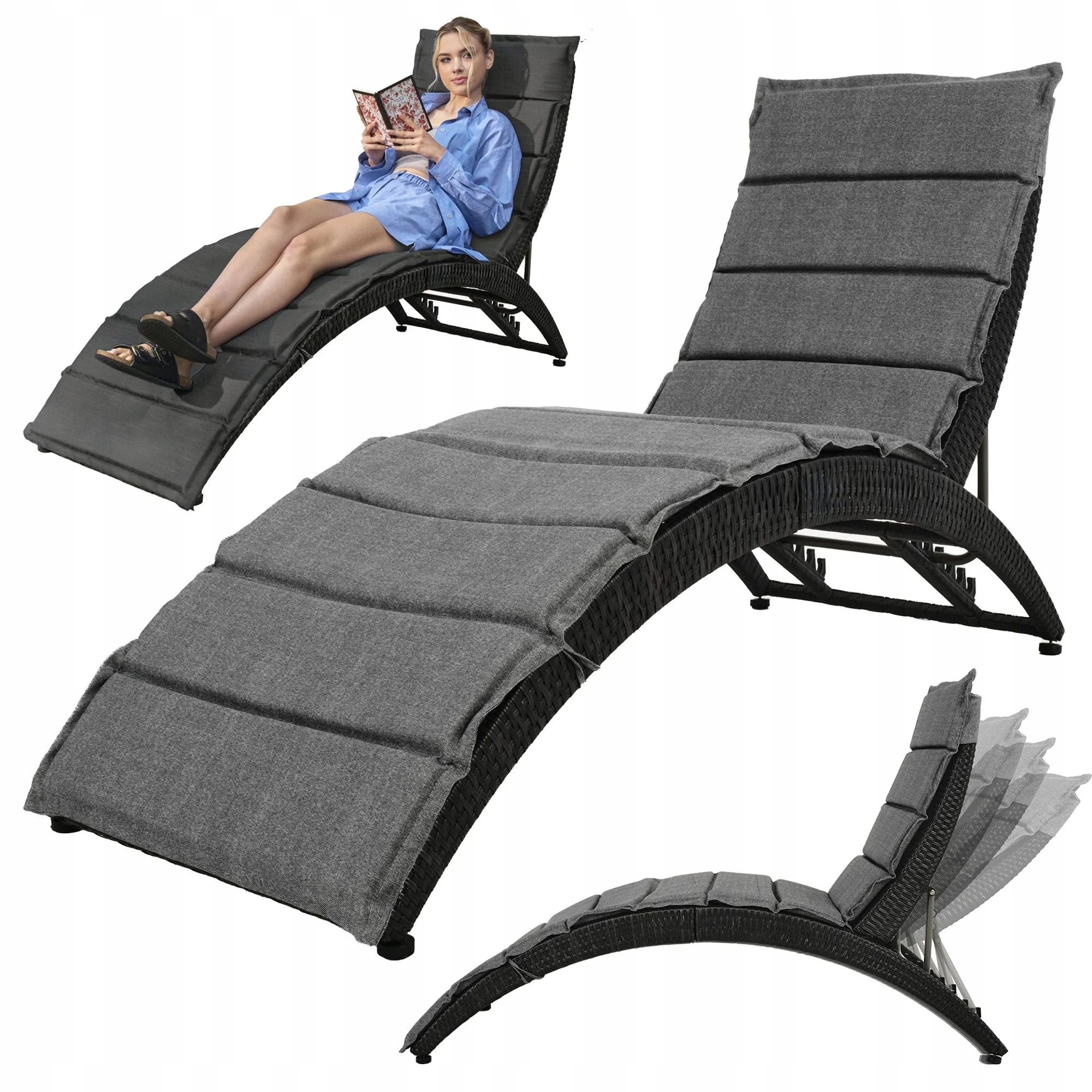 Leżak Ogrodowy Regulowany Składany Leżanka Z Regulacją Technorattan Taras