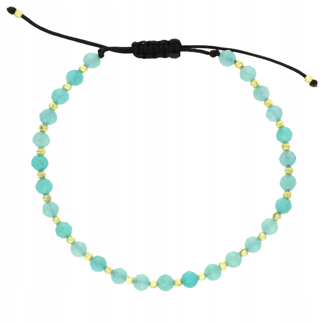 Provázkový náramek s amazonitem, pozlacený