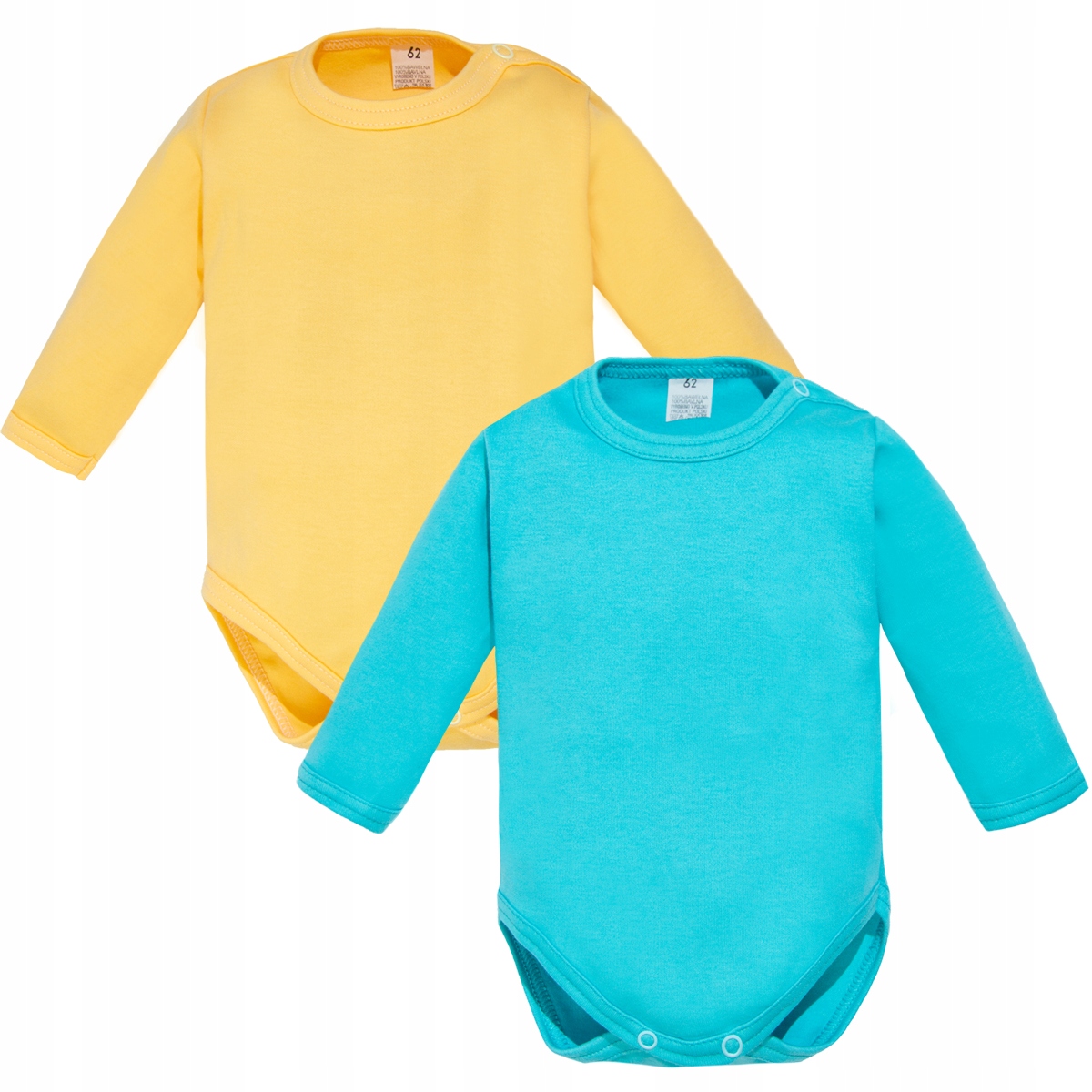 

2-pak Body Długi Rękaw Gładkie turkus żółty 74