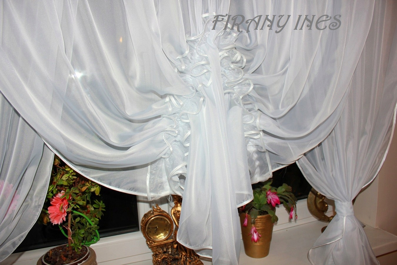 Firank Dwa Kokony Bombka Biała KRESZ 400/140 Rodzaj Firana pojedyncza