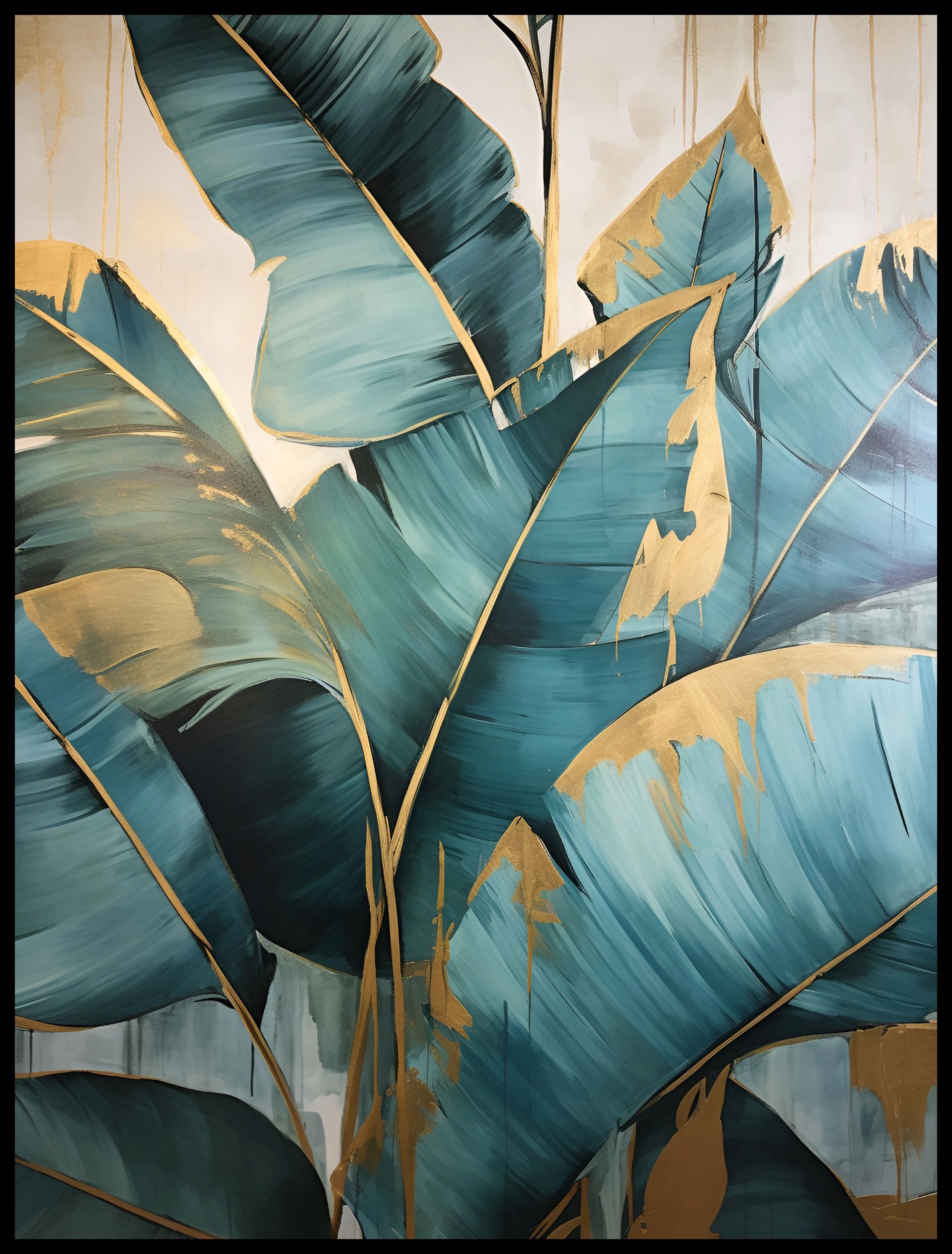 Plakat na Ścianę Obraz Rośliny Abstrakcja Złoto 70x100 cm Premium ElliveX