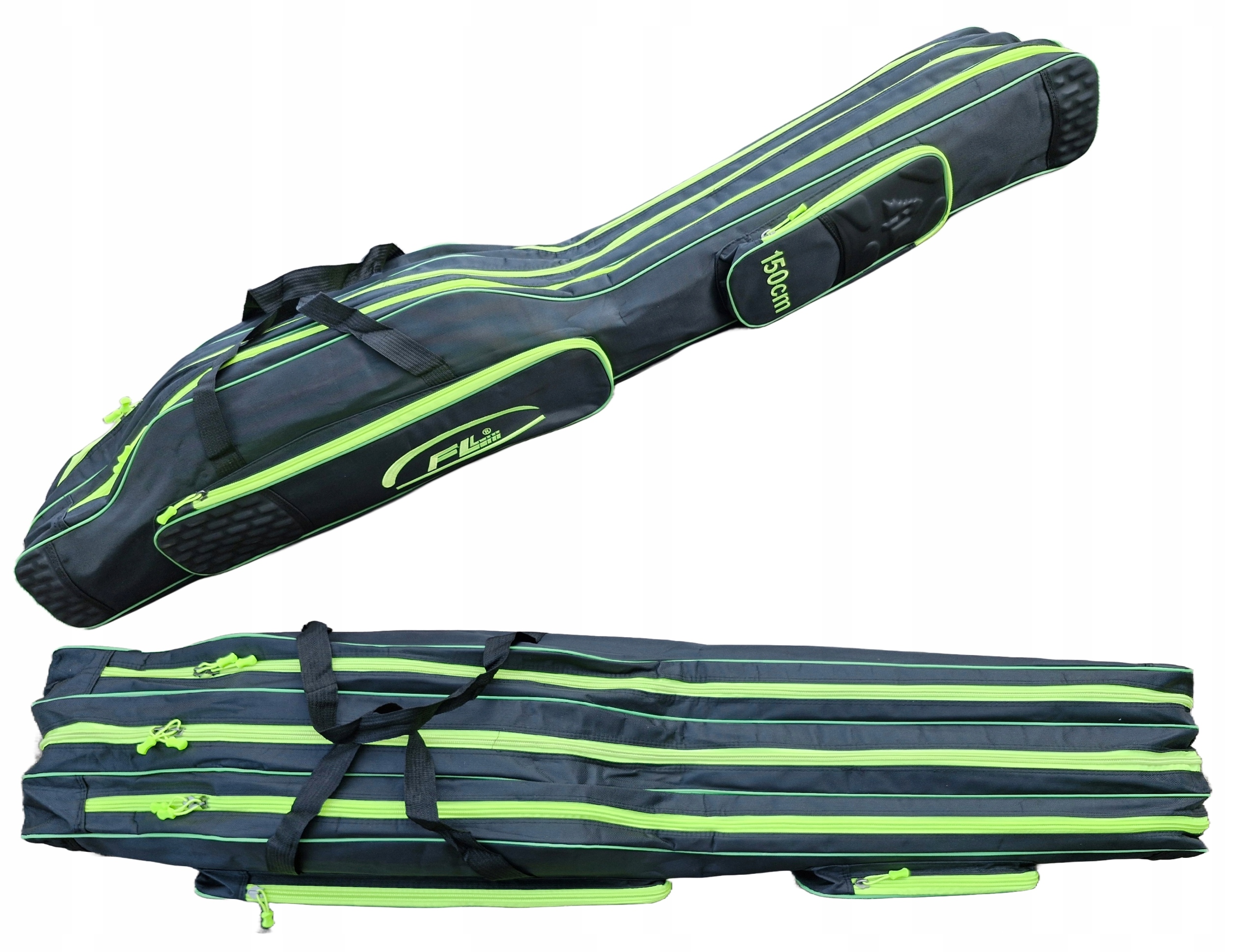 Mocny Usztywniany Pokrowiec na Wędka 150 cm 3 komory 2 Boczne Kieszenie