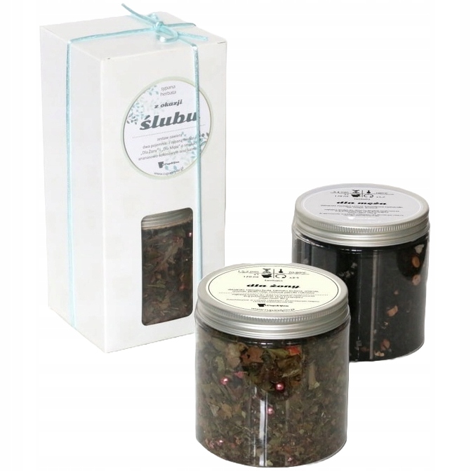 Levně Nezapomenutelný svatební dárkový set s sypaným čajem pro manžela a manželku