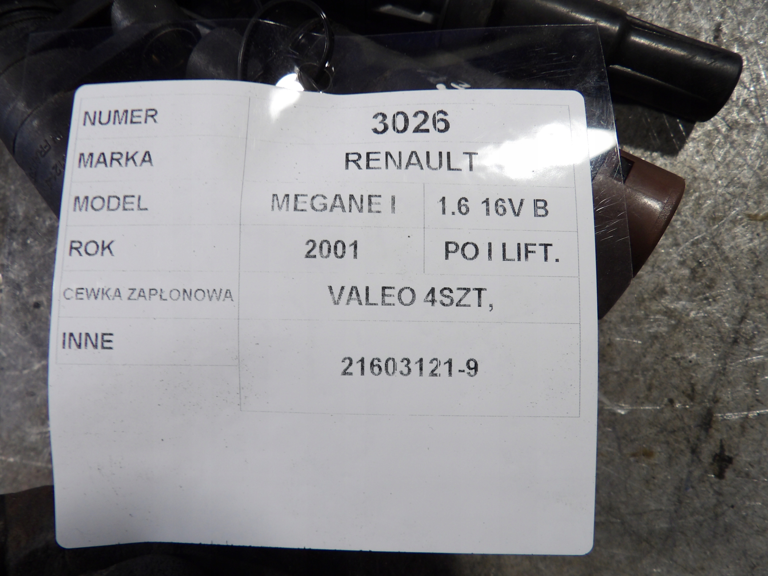 Renault Megane and coil ignition 1,6B 4szt. 21603121-9