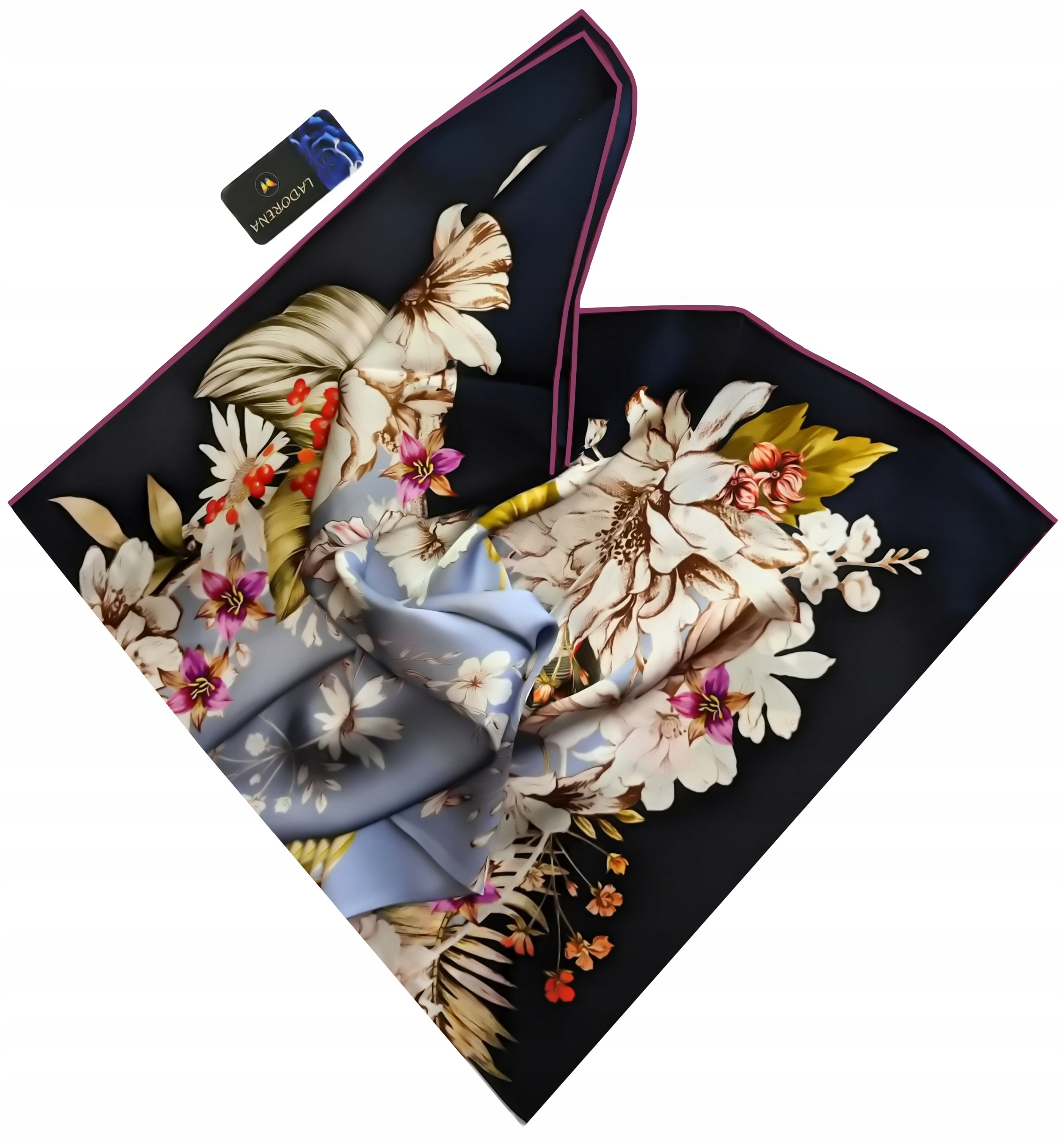 APASZKA JEDWABNA CHUSTA 100% NATURALNY JEDWAB MORWOWY JAKOŚĆ PREMIUM^ Wzór dominujący mix wzorów