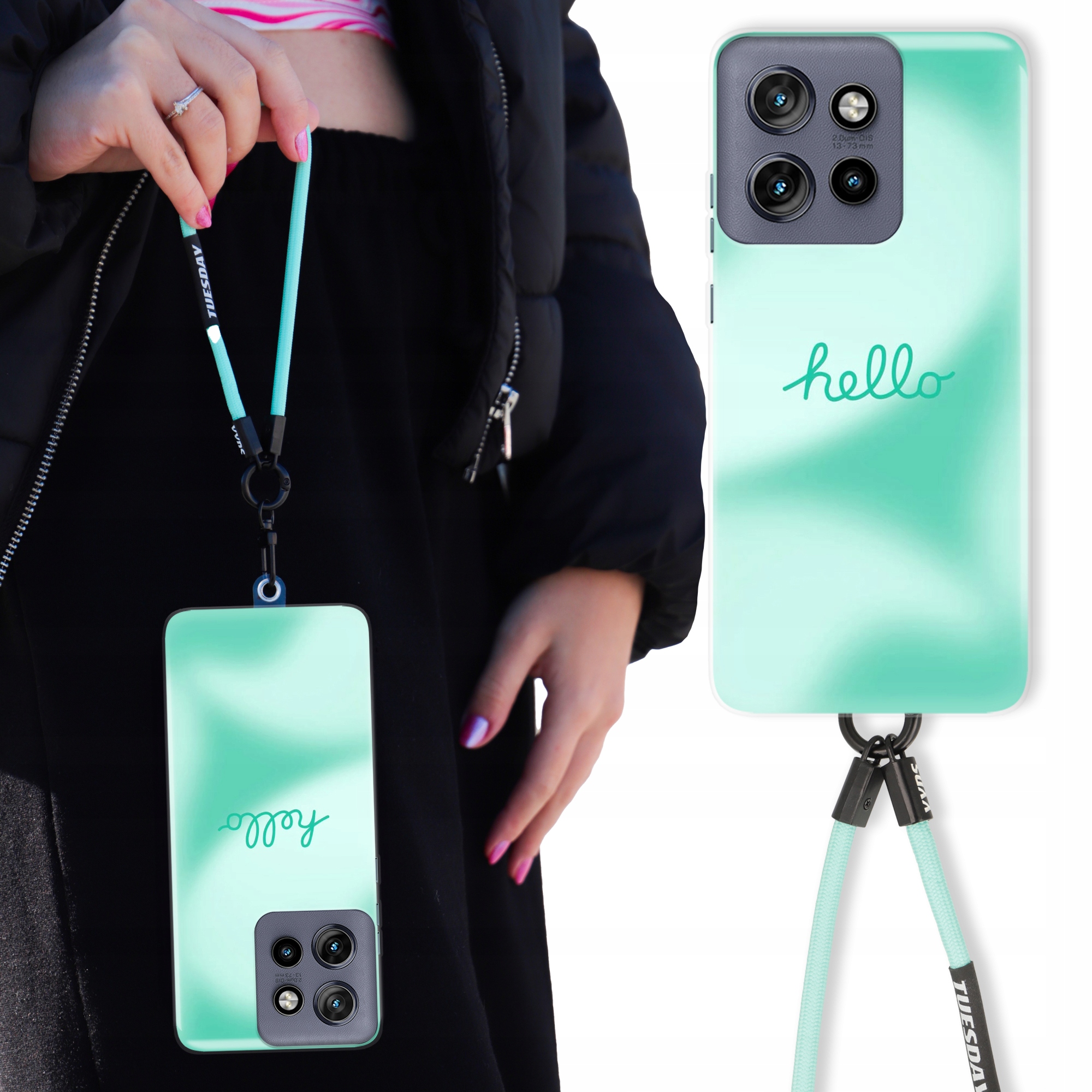 Pouzdro Pro Motorola Edge 50 Neo Pouzdro Clear Přívěsek Na Klíče Sport Mátová Módní Vzory