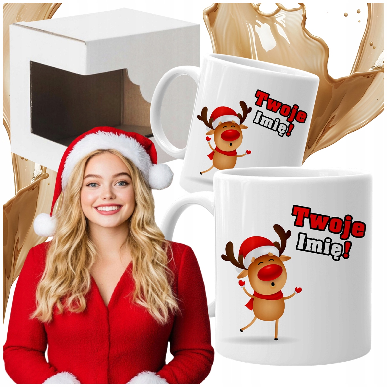 KUBEK ŚWIĄTECZNY PREZENT NA ŚWIĘTA MIKOŁAJKI + IMIĘ PERSONALIZOWANY