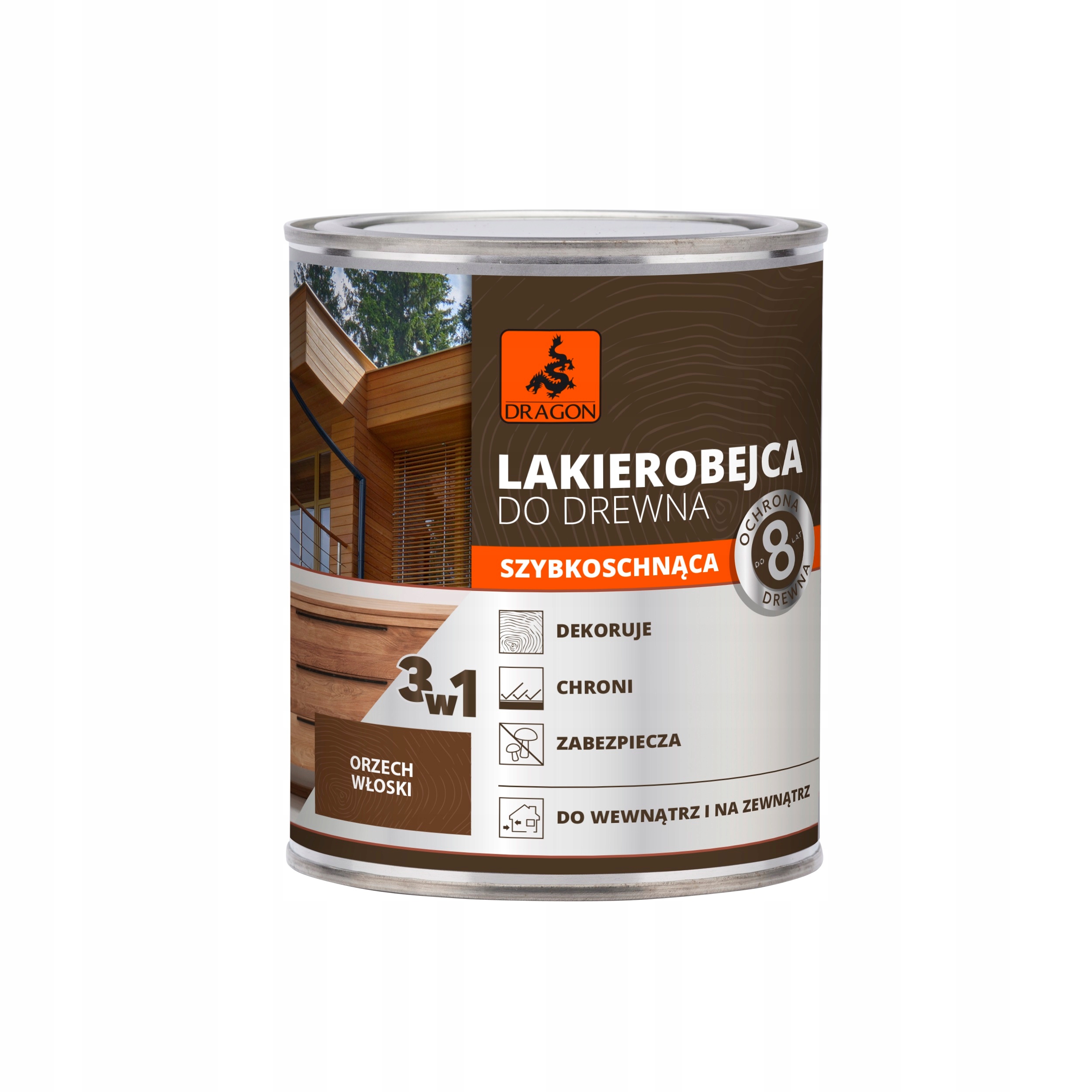 

Lakierobejca do drewna 700ml Orzech Włoski Dragon