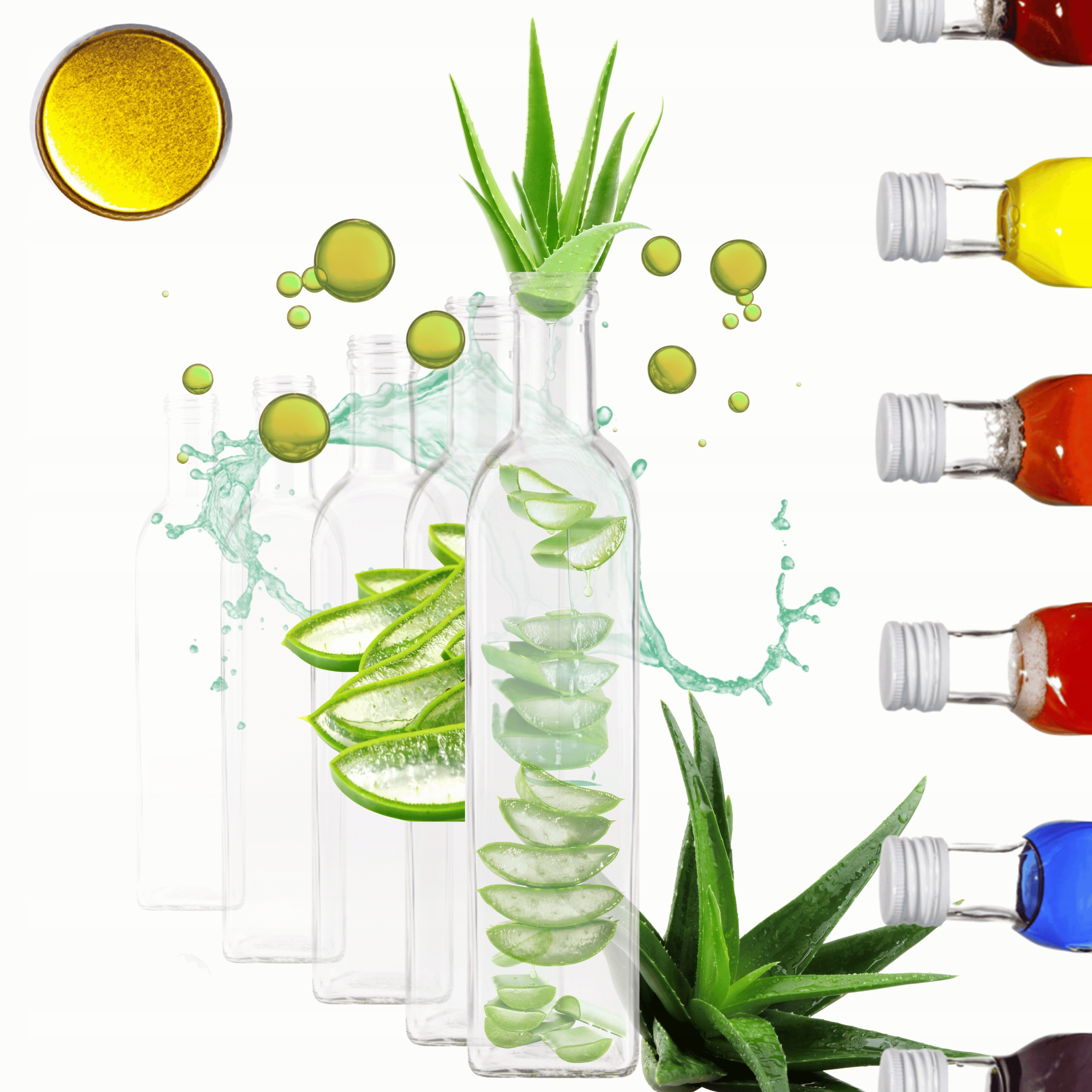 Fľaše 500 ml, štvorcové šťavy na olej, olivový olej, 31 30 ks, Matice