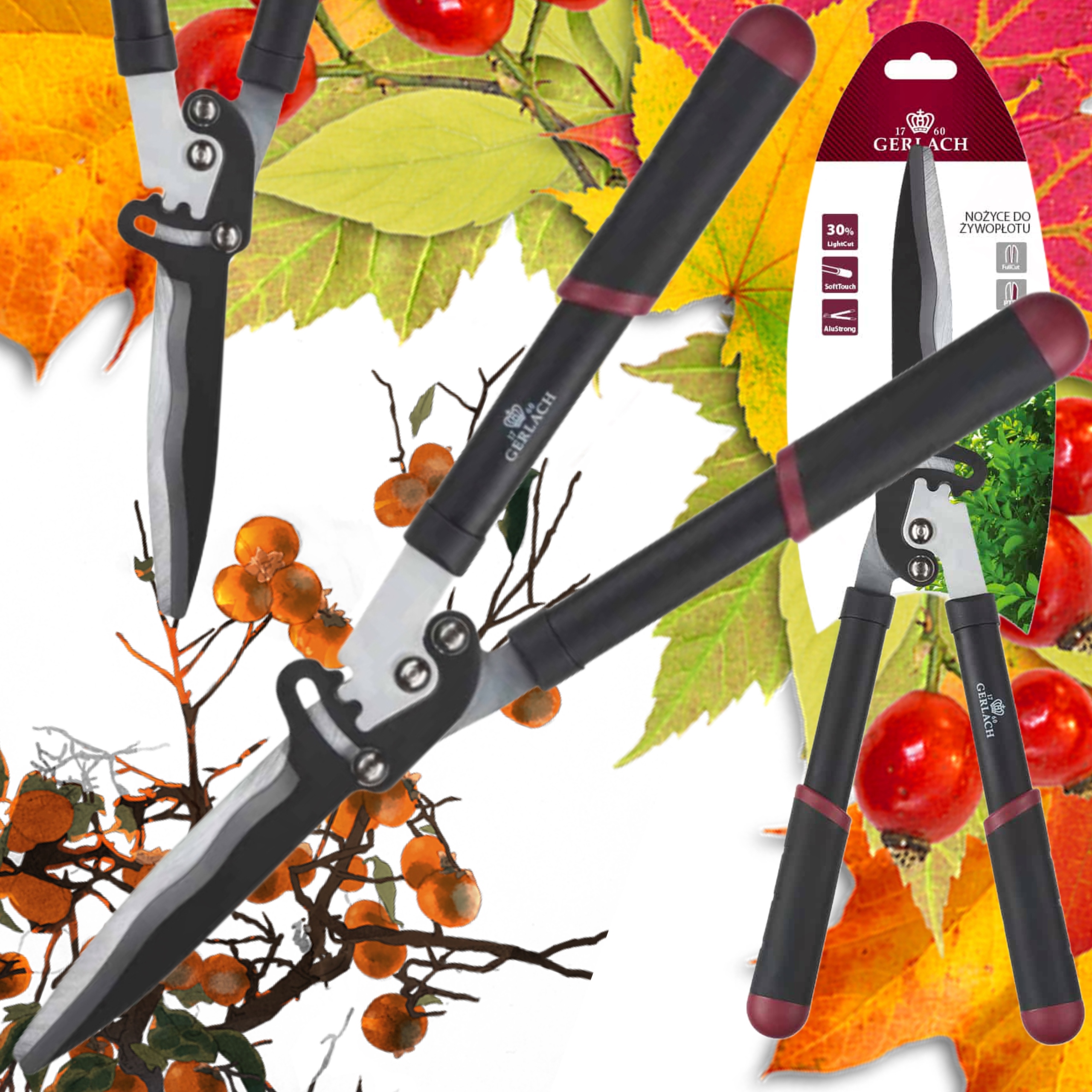 Gerlach Nożyce Dwuręczne Do Żywopłotu Długi Sekator Nożycowy Ogrodowy Ostry