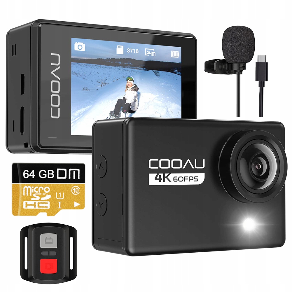 KAMERA SPORTOWA 24MPx WIFI 4K 60FPS GO PRO Akumulator 64GB KARTA