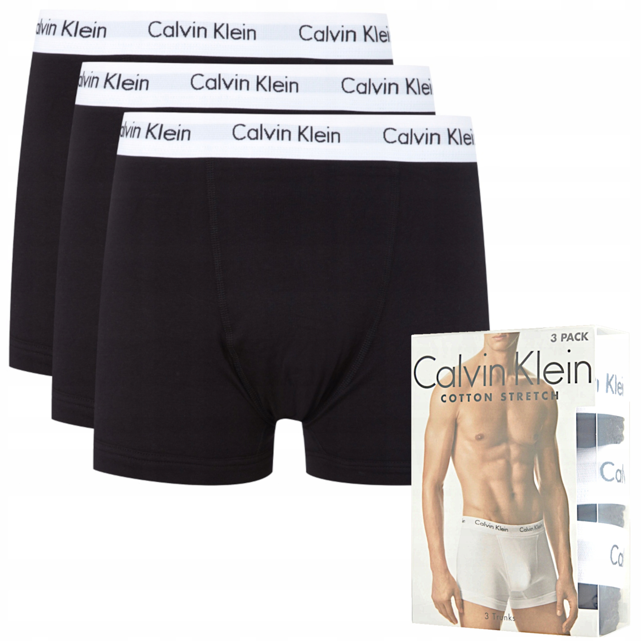 Pánské černé boxerky Calvin Klein sada 3 bavlna slipy kraťasy velikost S