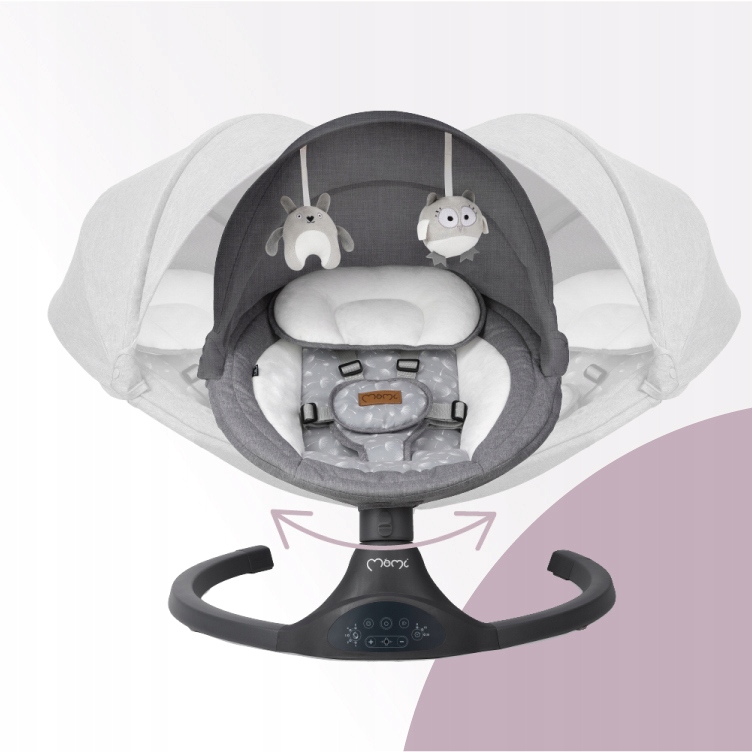 OUTLET MoMi KENANI - LEŻACZEK BUJACZEK ELEKTRYCZNY BLUETOOTH PILOT - ciemny Waga dziecka 0 - 9 kg
