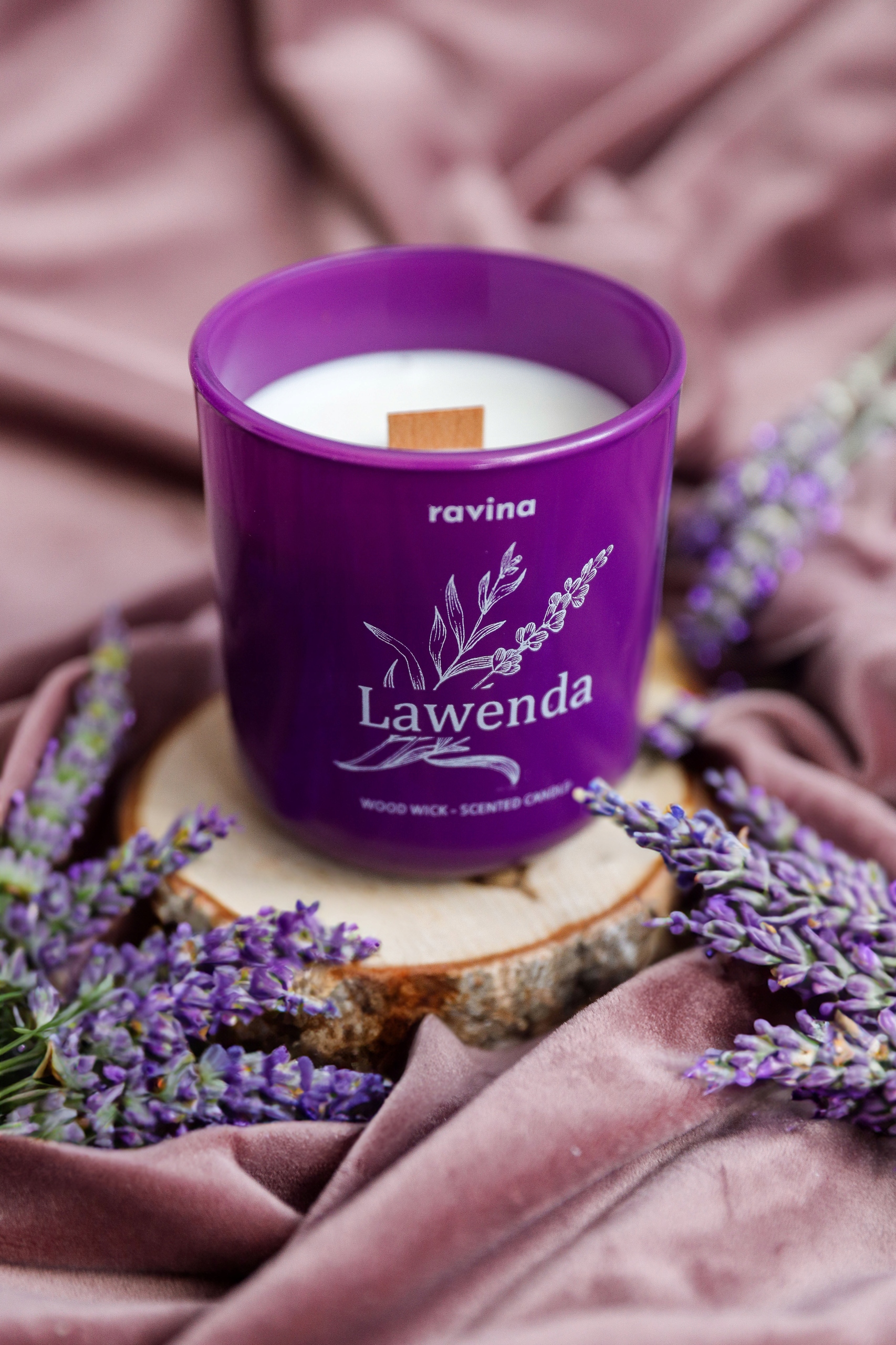 LAWENDOWA LAWENDA SOJOWA ŚWIECA ŚWIECZKA ZAPACHOWA KOMARY MOLE DOMU OGRODU Marka Ravina