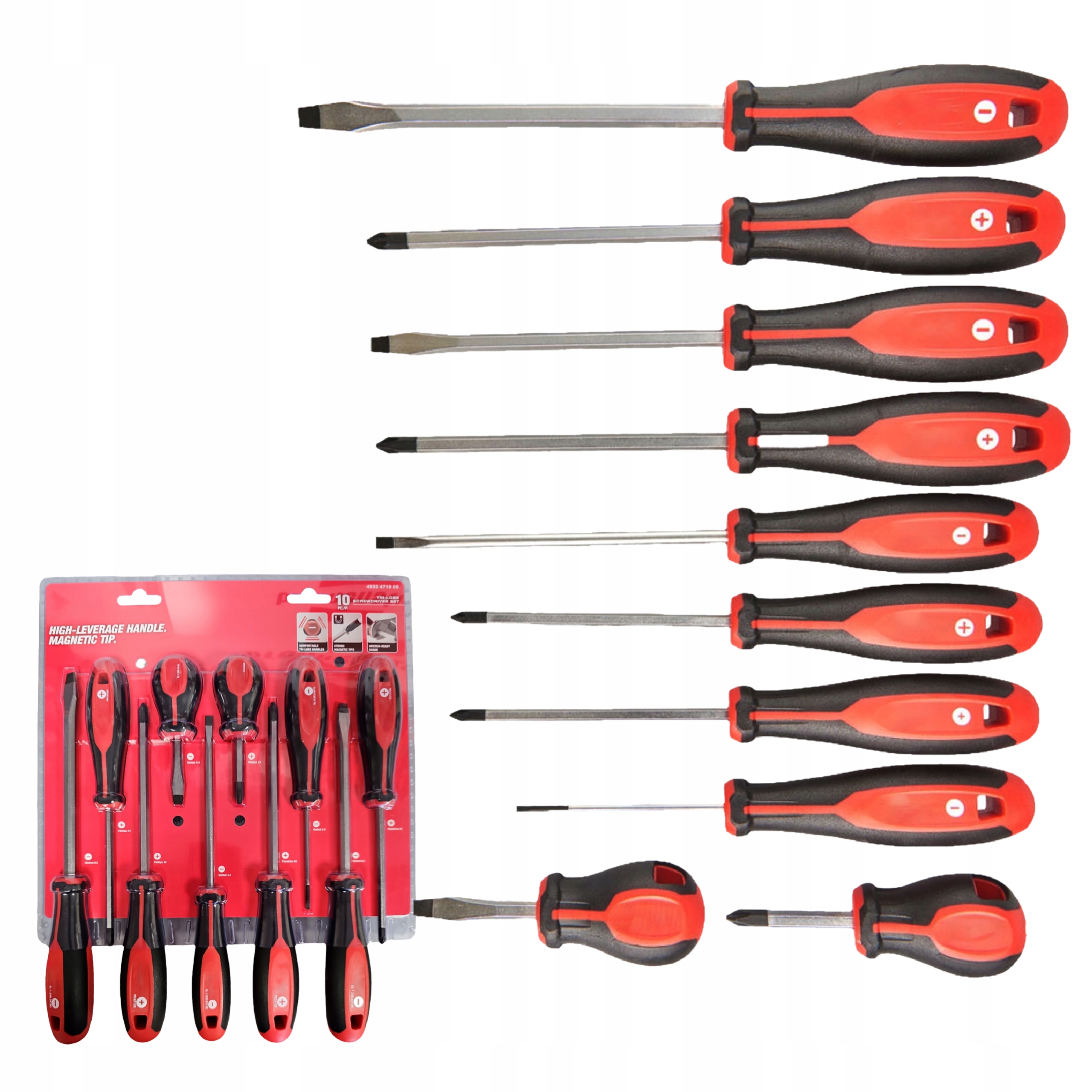 Zestaw wkrętaków śrubokrętów wkrętaki śrubokręty z magnesem 10szt Milwaukee