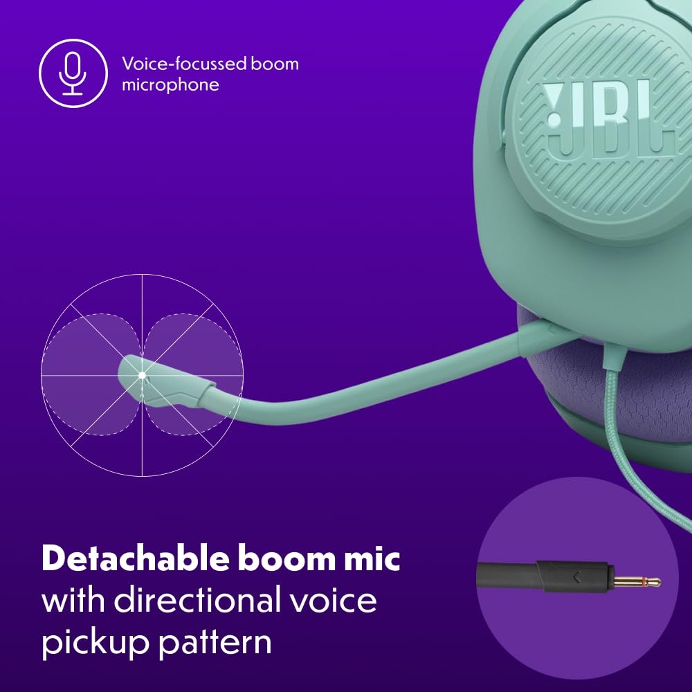 JBL Quantum 100M2 Gaming Headset, Over-Ear, Detachable Mic, Cyan — miniatura 5