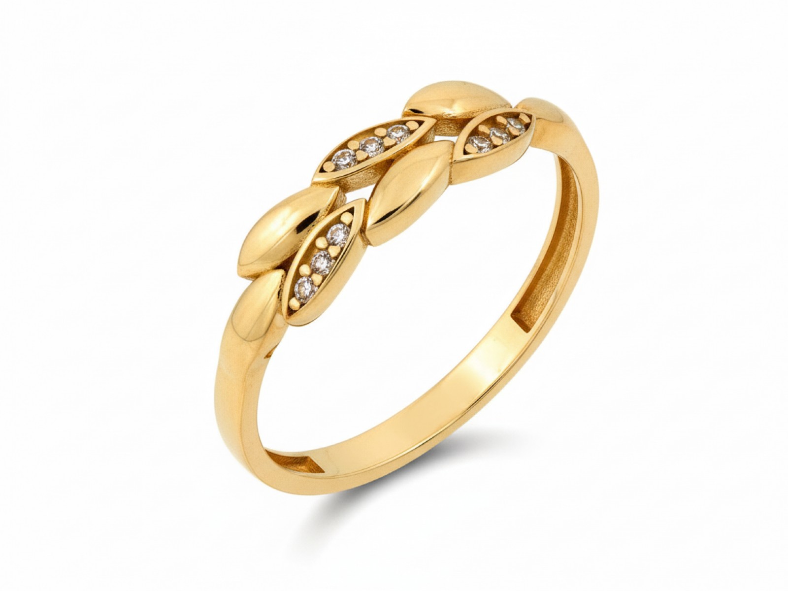 Ženský zlatý prstýnek 585 zirkon, velikost 15 14k, módní značkový vzor