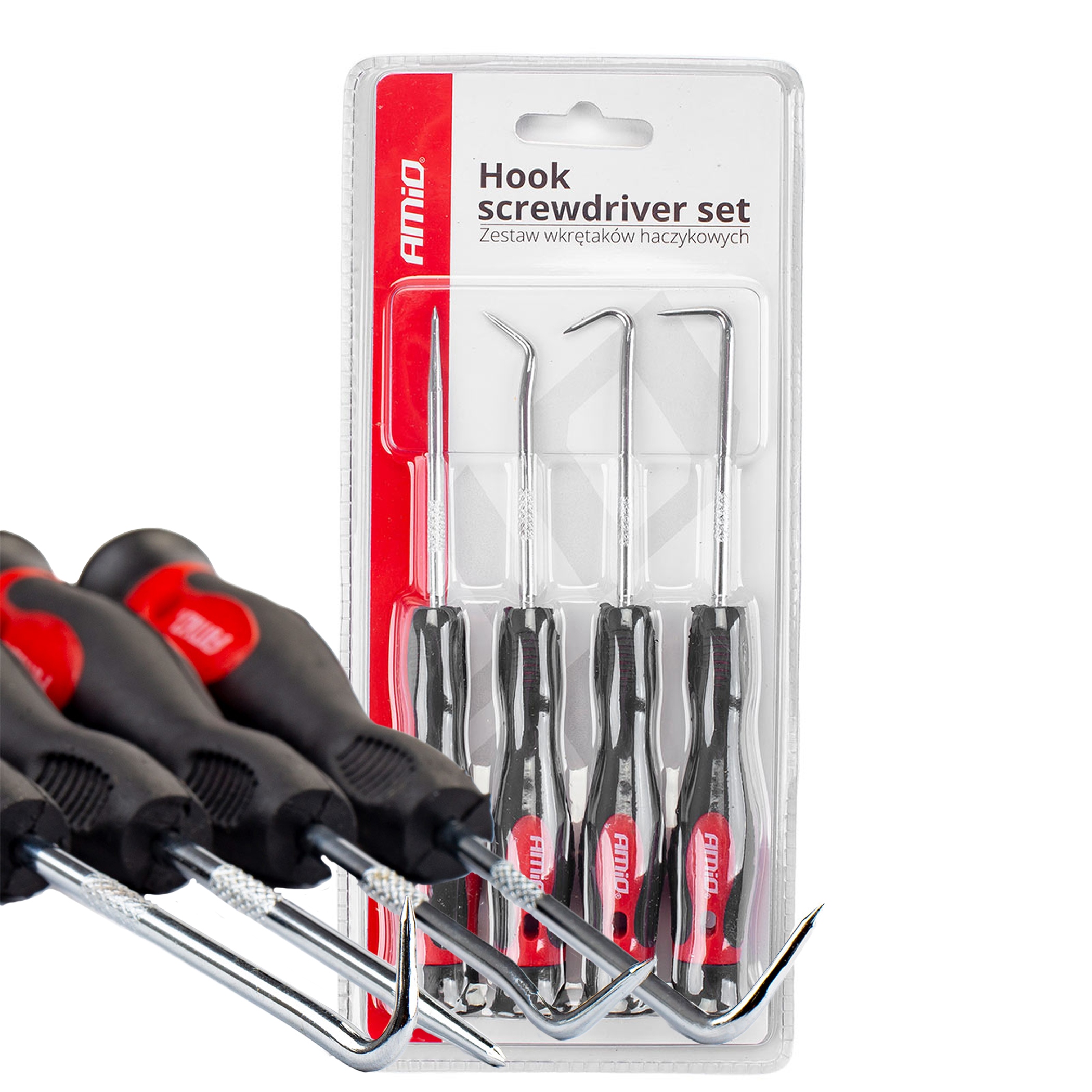 AMIO-02828 wkrętaki haczykowe zestaw 4 szt. haczyki skrobaki do uszczelek