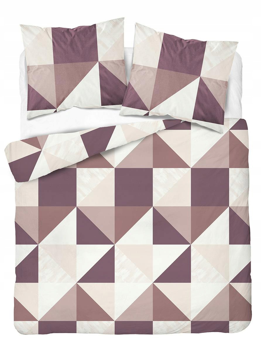 Povlečení 220x200 bílá fialová s geometrickým motivem Home Satin