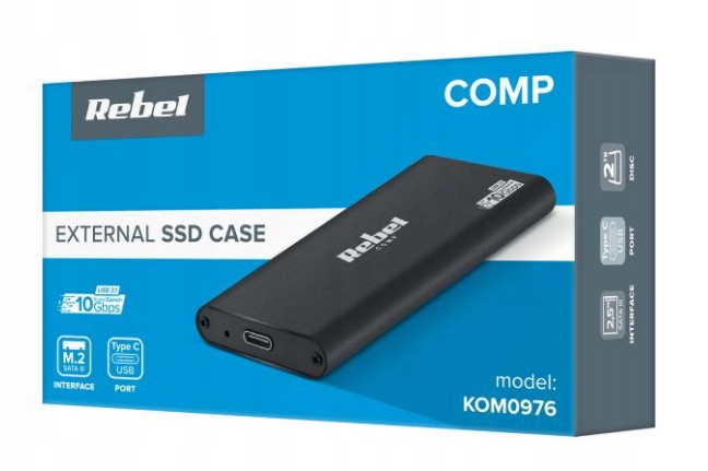 Obudowa dysku SSD M2 USB C 3.0 Rebel aluminiowa Kod producenta KOM0976