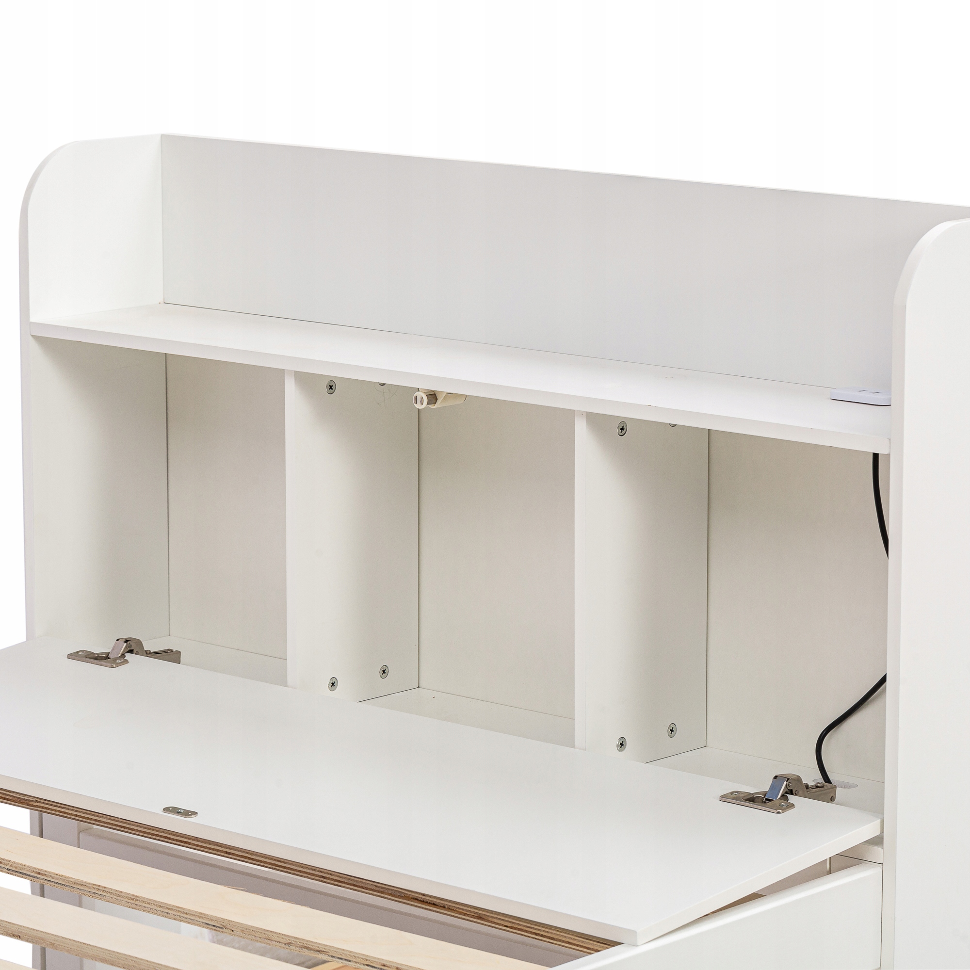 Wielofunkcyjne łóżko pojedyncze z litego drewna z gniazdem USB i szufladami Kod producenta 75501