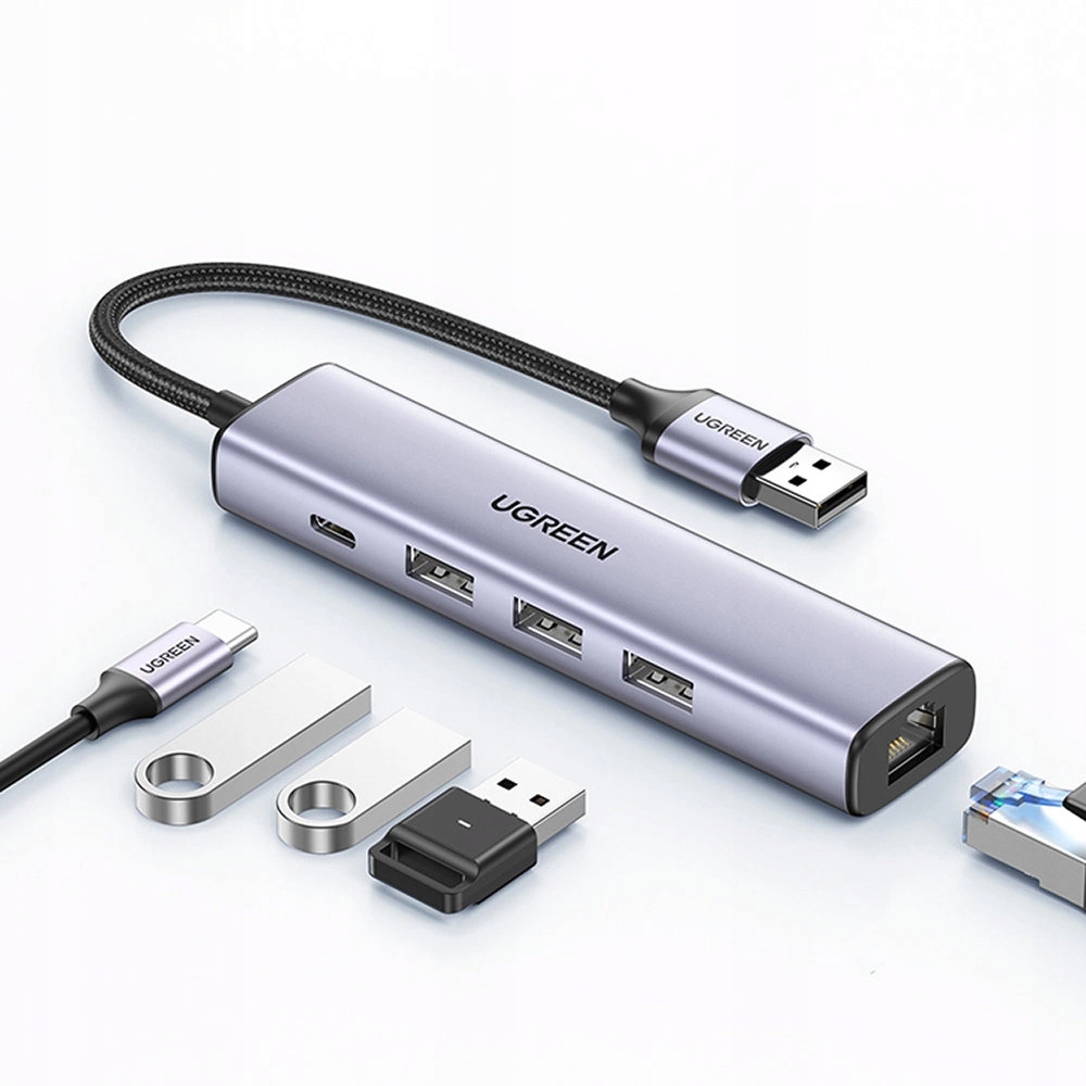 Ugreen multifunkční Usb 3.0 Hub adaptér 3 x Usb Ethernet RJ-45 Usb