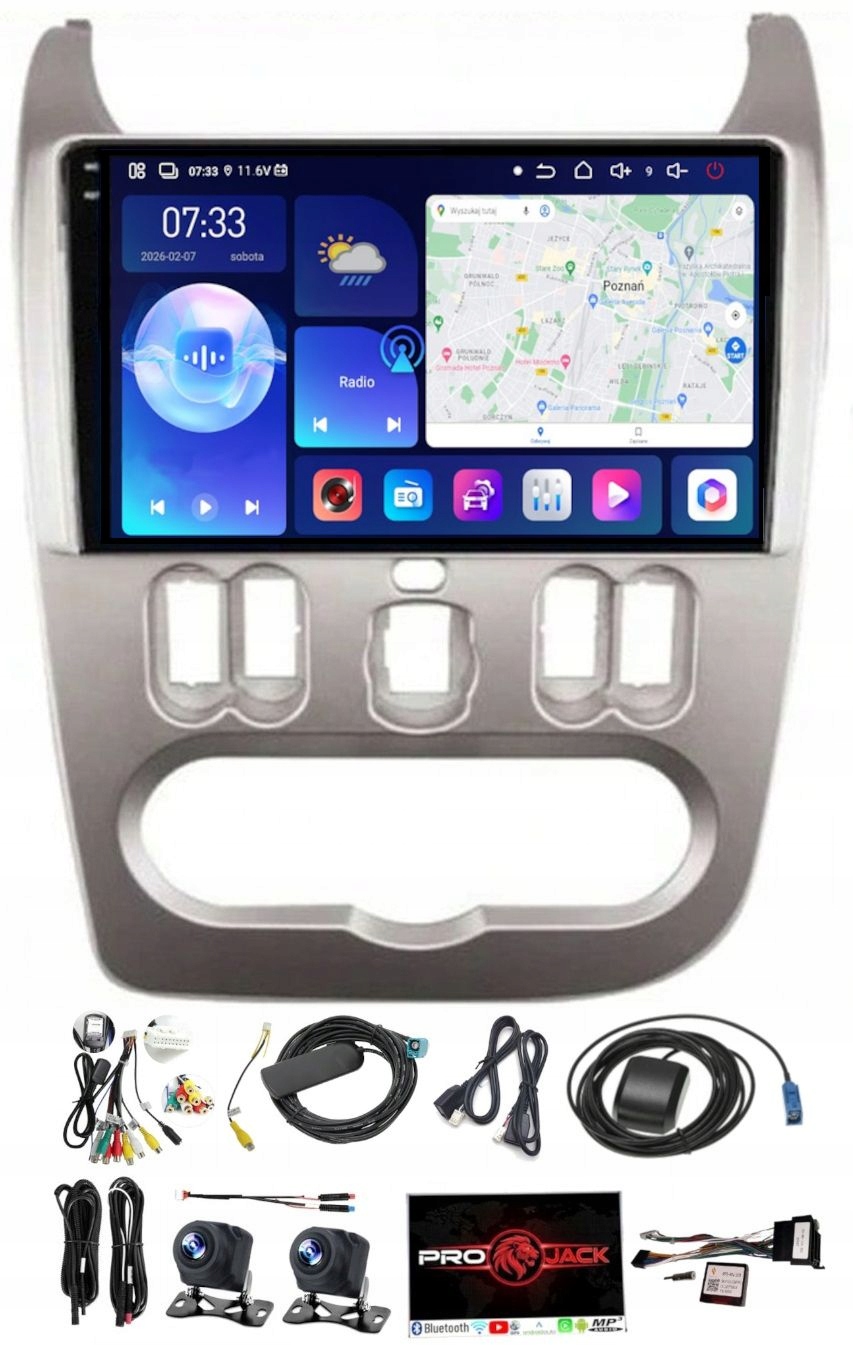 Rádio Navigácia Gps Android Carplay Dacia Sandero 2007-2011 6GB Ram 128GB Rom Sim