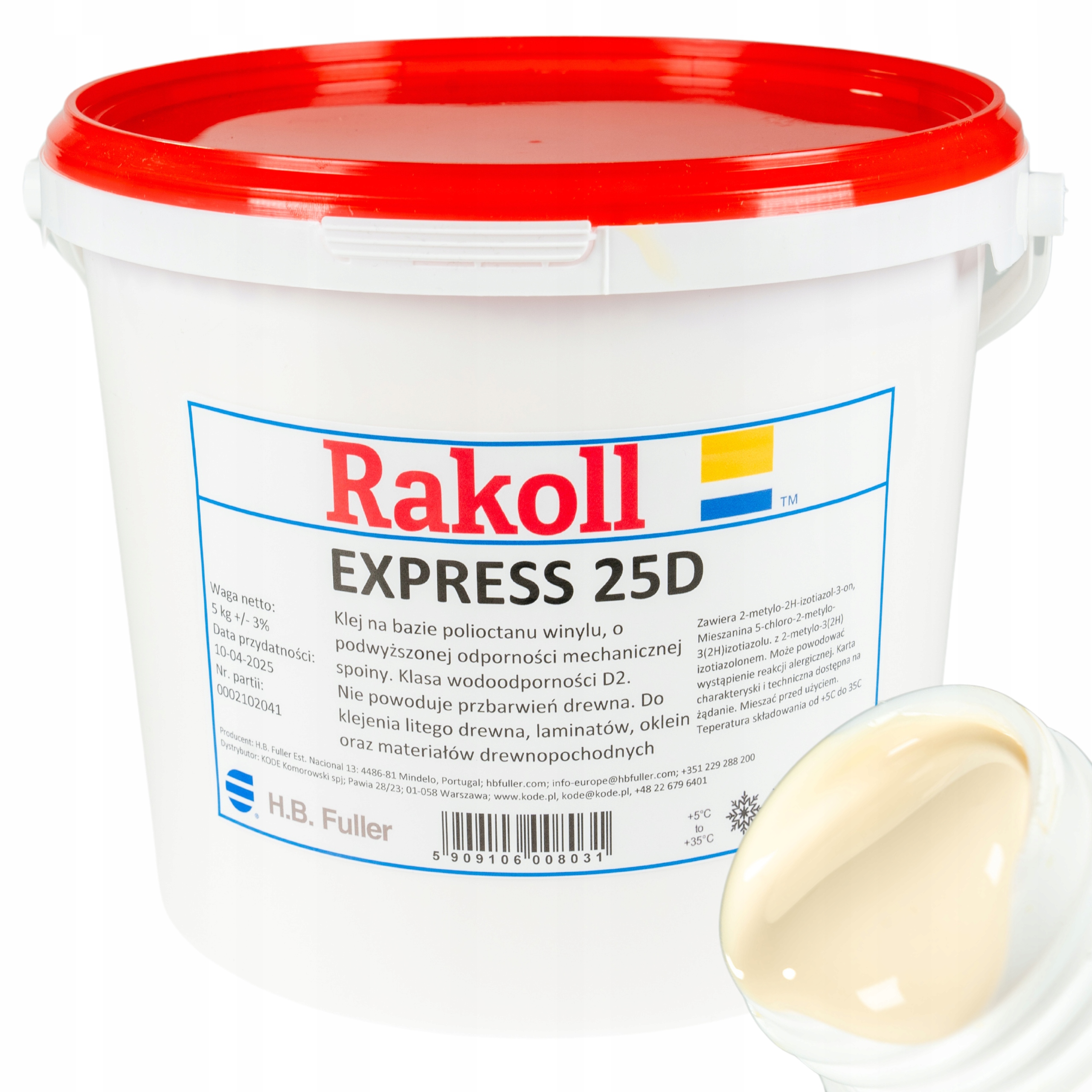 Klej RAKOLL express 25D 5kg do twardego drewna wikolowy D2 żółty mocny